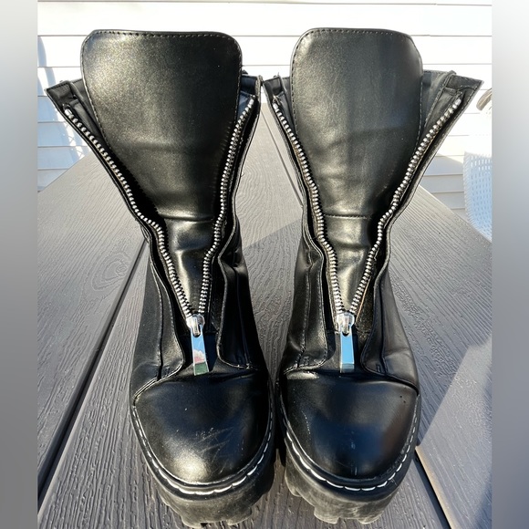 Zara Ankle Lug Sole Chunky Platform Front Zip Boots sz 38 - Picture 8 of 14